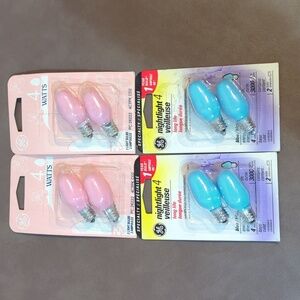 Lot of 4 Two Packs of GE 4C7 Pink And Blue Pastel Nightligt 4 Watt Candelabra